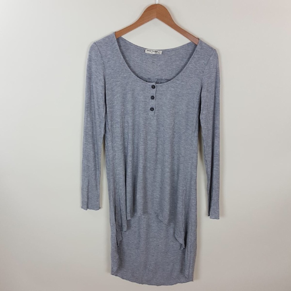 COPY - Heather grey Henley Long Sleeve Tunic